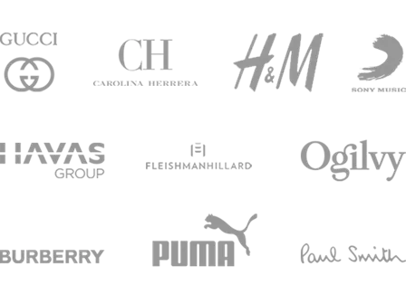 PR & Brands logos showing Puma, H&M, GUCCI and more