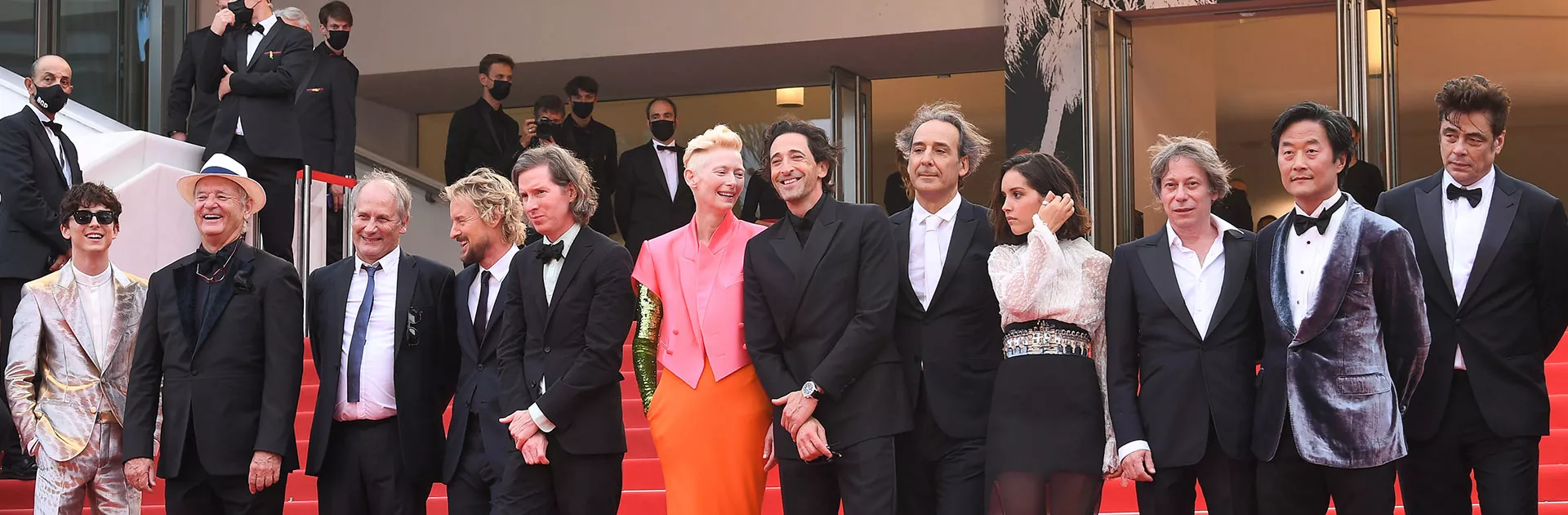 Film cast at the premiere of The French Dispatch at the 74th Cannes Film Festival